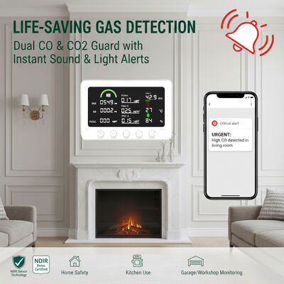 Goede prijs. 10 in 1 professionele luchtkwaliteitsmonitor: CO2, PM2 in realtime.5, TVOC, & CO Meter met Tuya App Control & RS485 voor Smart Home online