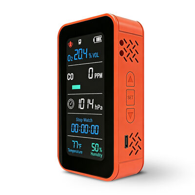Goede prijs. PT09 6-in-1 luchtkwaliteitsmonitor - CO O2-detector met temp/RH/hoogtemeter/barometer, oplaadbare draagbare gasmonitor online